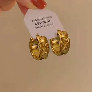 18K Vergoldete Kupfer Ohrringe Mit Rautenmuster Und 925 Sterling Silber Stift Elegante Rauten-Ohrringe Damen Schmuck
