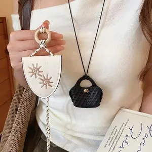 Handgemaakt Leer Zonnebloem Borduurwerk Brilhouder Ketting Vrouwen Lange Multifunctionele Trui Ketting Boho Sieraden