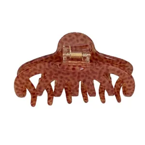 Large acrylic hair claw clip with leopard print pattern for women