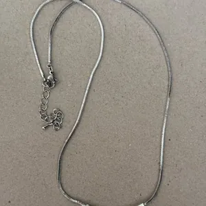 Detailansicht einer silbernen Schlangenkette mit Karabinerverschluss und Verlängerung