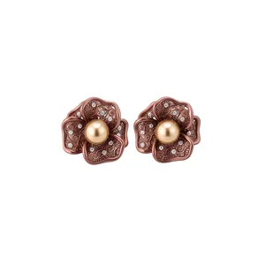 Maillard Vintage Koper Zirconia Geometrische Hanger Oorknopjes Voor Vrouwen Luxe Verfijnde Veelzijdige Sieraden Accessoires