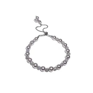 Französischer Stil Verstellbares Perlenarmband Für Damen Einfaches Design Künstliche Perle Strass Armband Täglicher Schmuck Geschenk