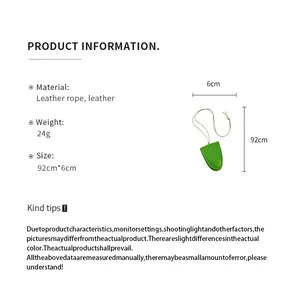 Collier porte-lunettes portable en cuir vert avec longue corde de suspension