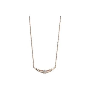 Minimalistische Kupfer Zirkonia Gebogene Anhänger Halskette Für Damen Elegante Bogen Schlüsselbeinkette Schmuck Pendler Alltag Accessoire