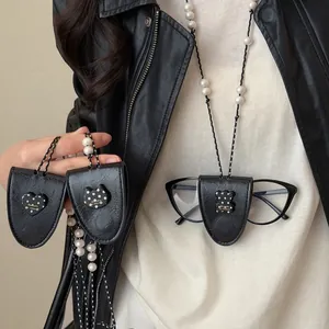 Vintage Handgemachte Holz Leder Anhänger Halskette Perlen Polka Dot Herz Tier Muster Brillenhalter Pulloverkette Für Damen