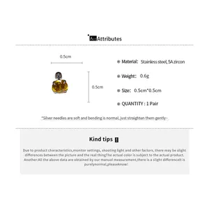 Informations détaillées sur les clous d'oreilles en oxyde de zirconium jaune 5A de 0,5 cm