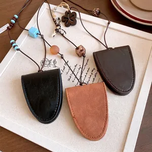 Handcrafted leather pendant necklace and pull-out key holder accessory in various colors