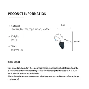 Informations détaillées sur le pendentif en cuir avec dimensions et spécifications du matériau