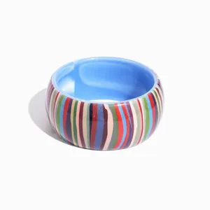 Exaggerated vintage colorful striped resin bangle bracelet for women retro pop jewelry