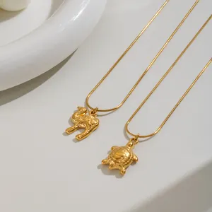 Modern Stainless Steel Animal Pendant Necklace For Women 18K Gold Plated Waterproof Turtle Camel Snake Chain Clavicle Necklace Fashion Jewelry Gift