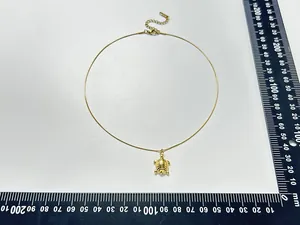 Detailed size measurement view of 18K gold plated turtle pendant stainless steel necklace