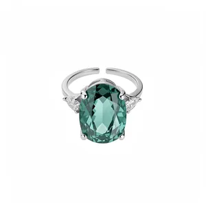 Elegante Zirkonia Oval Halskette Offener Ring Kupfer Schmuck Schlüsselbeinkette Luxus Design Schmuck Geschenk Für Damen