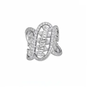 Luxuriöser Geometrischer Verdrehter Ovaler Offener Ring Für Damen Kupfer Zirkonia Verstellbarer Fingerring Minimalistischer Modeschmuck