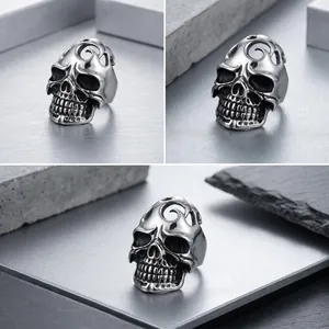 Gotisch Hol Vlam Schedel Ring Punk Heren Titaniumstaal Band Gepersonaliseerde Retro Biker Sieraden Cadeau Voor Hem