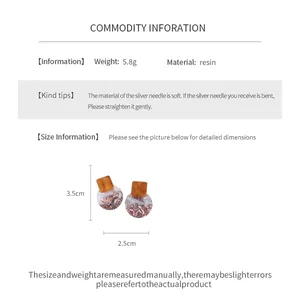 Detailed product specifications and dimensions for retro resin geometric stud earrings