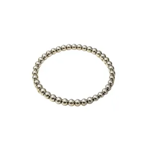 Minimalistisches 6mm Edelstahl-Perlenarmband mit einer polierten silbernen Metalloberfläche