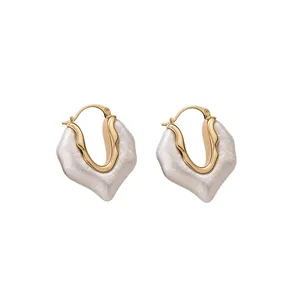 18K Vergoldet Legierung Künstliche Perle Ohrstecker Vintage Luxus Geometrische Ohrringe Mit Silber Stift Damen Schmuck
