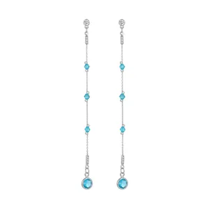 Elegant Crystal Water Drop Tassel Earrings For Women High-End Light Luxury Long Dangle Earrings Silver Earring Post Jewelry