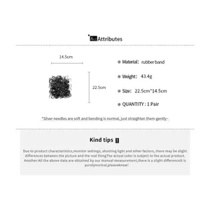 Detailed view of hair rubber bands pack with dimensions 22.5cm by 14.5cm