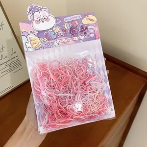 Detailed view of a large bag filled with colorful thickened elastic hair bands for girls