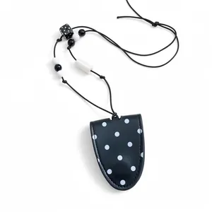 Korean Polka Dot Leather Magnetic Glasses Holder Necklace Portable Sunglasses Storage Clip Rhinestone Artificial Pearl Sweater Chain Accessories
