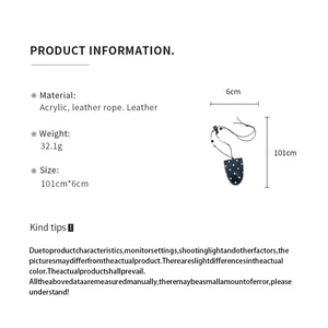 Polka dot leather magnetic glasses clip necklace detail view with product dimensions