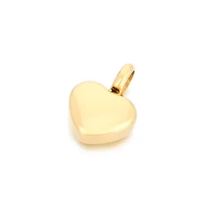 Elegant minimalist polished gold heart-shaped pendant accessory for custom jewelry necklaces