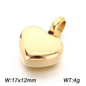 Detailed view of polished gold heart-shaped pendant with size 17x12mm and weight 4g.