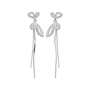 Élégantes Boucles d'Oreilles Clous Long Gland Papillon Style Français Strass Perle Artificielle Bijoux Pour Femmes Argent