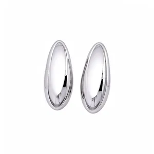 Minimalistische Legierung Wassertropfen Ohrstecker Und Offener Ring Set Mit S925 Sterling Silber Stift Polierter Glatter Schmuck Damen