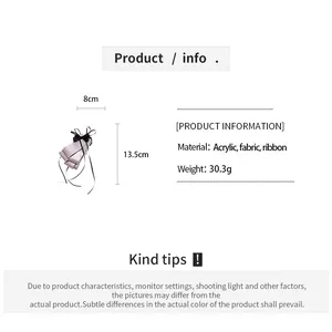 Product info detail for fabric bow hair clip with size and material specifications