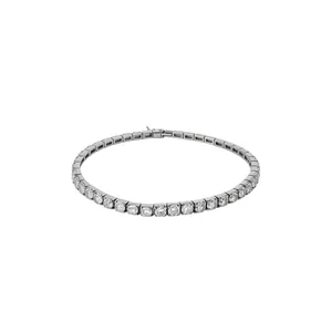 French Style Rhinestone Tennis Bracelet Minimalist Copper Silver Color Elastic Bracelet For Women Elegant Jewelry Gift