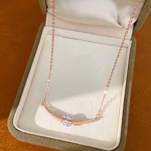Luxe Zirconia Ronde Gebogen Hanger Halsketting Niche Ontwerp Koper Sleutelbeen Ketting Temperament Sieraden Voor Vrouwen