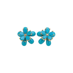 Parure de Bijoux Fleur en Cuivre Zirconia Vintage Plaqué Or Collier et Boucles d'Oreilles Floraux Set pour Femmes Bijoux de Luxe Style Néo-Chinois