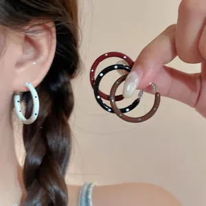 Korean Ins Stil Punktmuster Ohrringe Für Damen Mode Rund Geometrisch Tropföl Ohrringe Stahlstift Eisen Schmuck
