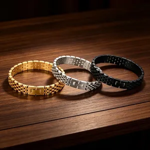 Bracelet Homme en Acier Titane Style Bracelet de Montre Avec Fermoir Bijou Bracelet Chaîne en Acier Inoxydable Bijoux de Main Homme