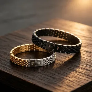 Bracelet haut de gamme pour homme en acier inoxydable avec fermoir de type bijou chic