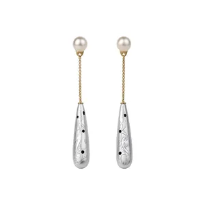 French Vintage Polka Dot Teardrop Artificial Pearl Drop Earrings Long Alloy Earrings For Women Jewelry Gift