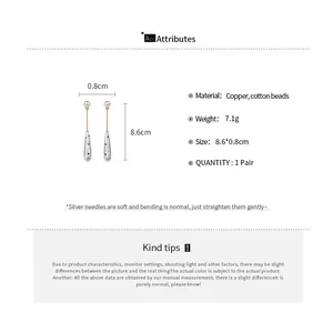 Detailed product information of retro polka dot pearl drop earrings with size specifications