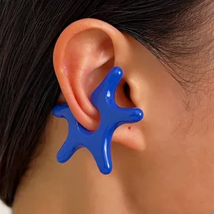 Irregular blue starfish acrylic ear cuff for non-pierced ears, sweet cool style accessory