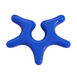 Macro view of a blue irregular starfish acrylic ear clip featuring a high-gloss finish.