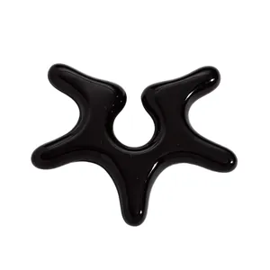 Minimalist black acrylic starfish-shaped ear cuff with a glossy, non-pierced clip design