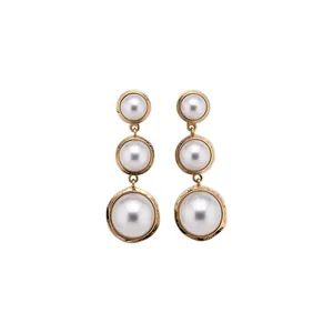 Boucles d'Oreilles en Perle Artificielle à Gland de Goutte d'Eau Style Palais Français pour Femmes Boucles d'Oreilles Pendantes Vintage Alliage Plaqué Or Zirconia Bijoux