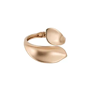 Vintage Geometric Leaf Open Bangle Bracelet For Women Minimalist Alloy Matte Glossy Metal Leaf Cuff Bracelet Fashion Jewelry