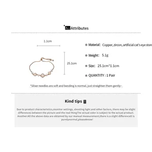 Gedetailleerde specificaties voor verstelbare armband met zirkoon en kattenoog