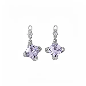 Rhombus Zirkonia Schmuckset Für Damen Silber Ohrringpfosten Schlüsselbeinkette Halskette Verstellbarer Offener Ring Luxus Koreanische Mode Accessoires