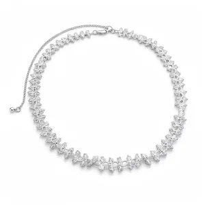 Crystal Beaded Necklace Glass Copper Clavicle Chain Elegant Choker Minimalist Jewelry Gift For Women Silver White Fashion Accessory