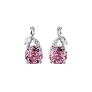 Luxus Kupfer Zirkonia Blumen Schmuckset Für Damen Elegante Rosa Blau Gelb Kristall Anhänger Halskette Ohrstecker Verstellbarer Offener Ring
