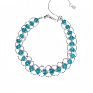 Bracelet de Luxe en Perles de Verre pour Femmes Tissage en Grille Ronde Cordon de Serrage Réglable Bijoux de Main Mode Douce Cadeau