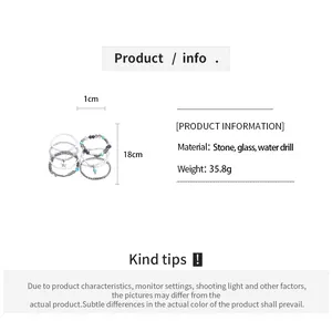 Detailed specifications for 8-piece star bead bracelet set with stone and glass materials.